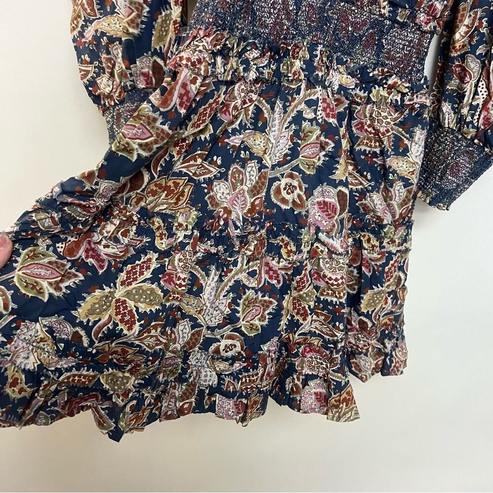 Anthropologie Love The Label Puff Sleeve Dress Smocked Paisley Small $275 - Picture 7 of 11